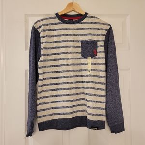 NWT US Polo Assn Boys Blue Striped Long Sleeve Shirt, Size L (14/16)